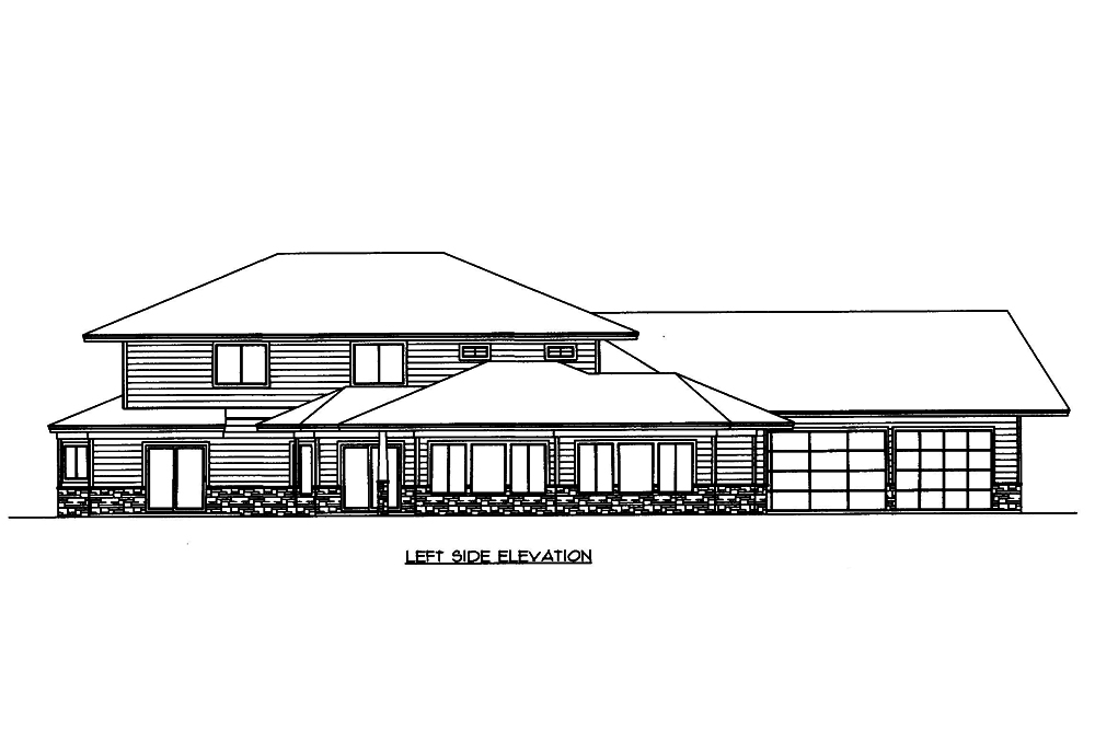 Home Plan Left Elevation of this 4-Bedroom,4240 Sq Ft Plan -132-1671