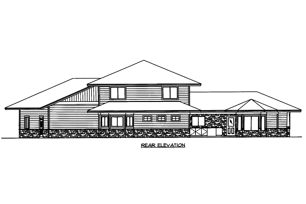Home Plan Rear Elevation of this 4-Bedroom,4240 Sq Ft Plan -132-1671