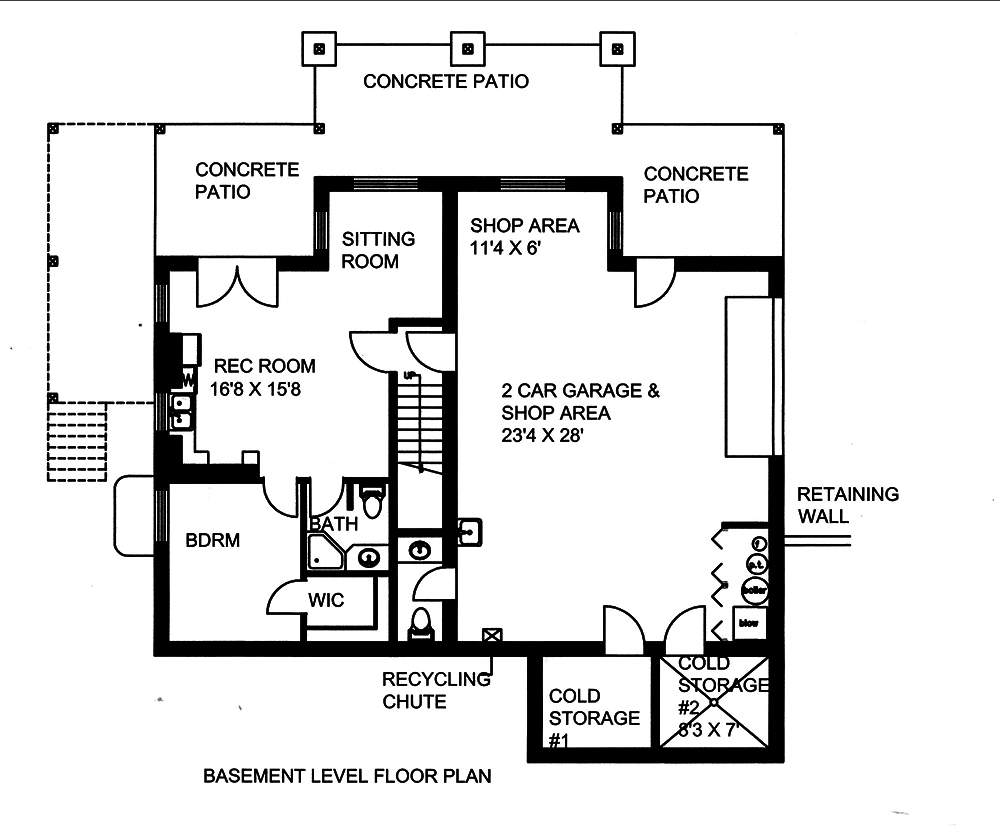 Floor Plan Basement of Cottage Plan #132-1673
