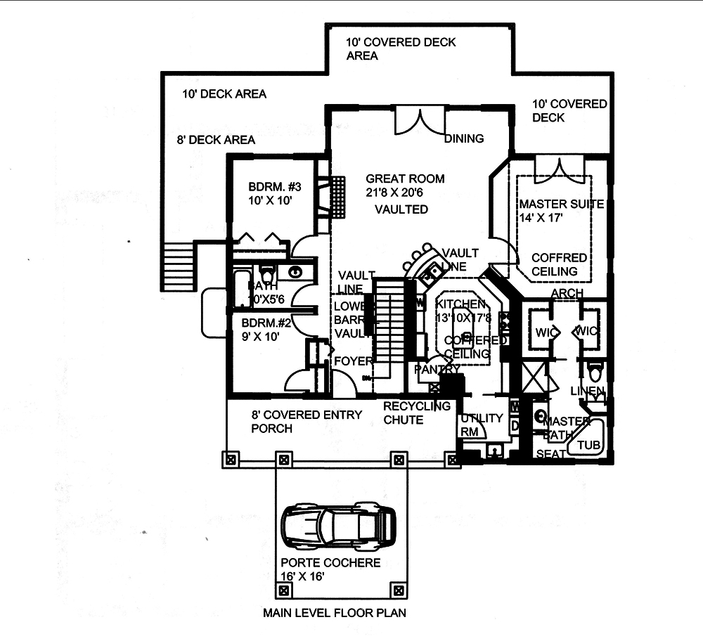 Floor Plan First Story of Cottage Plan #132-1673