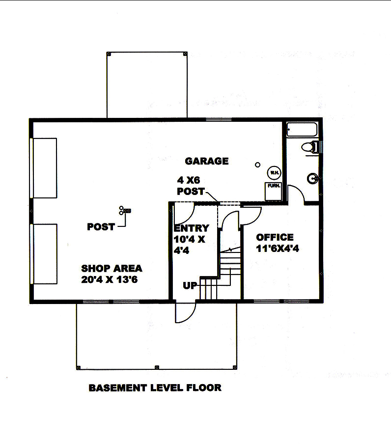 Floor Plan Basement of Log Cabin Plan #132-1674