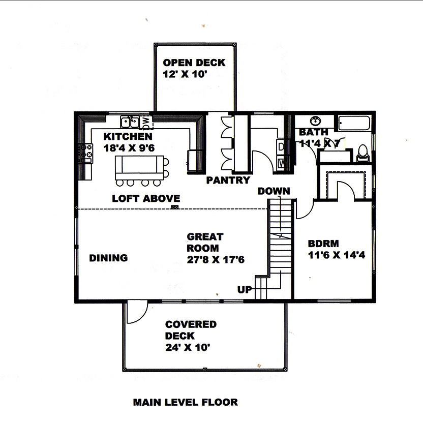 Floor Plan First Story of Log Cabin Plan #132-1674