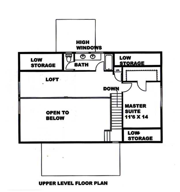 Floor Plan Second Story of Log Cabin Plan #132-1674