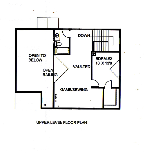 Floor Plan Second Story of Cottage Plan #132-1675