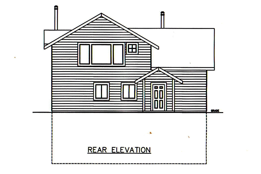 Home Plan Rear Elevation of this 2-Bedroom,1863 Sq Ft Plan -132-1675