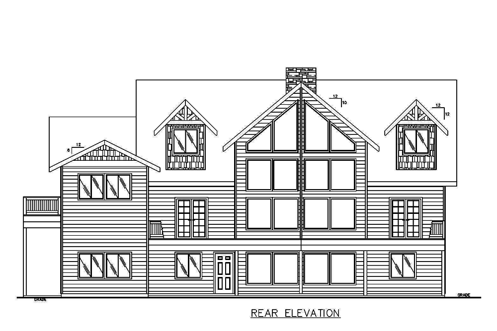 Home Plan Rear Elevation of this 4-Bedroom,3957 Sq Ft Plan -132-1676