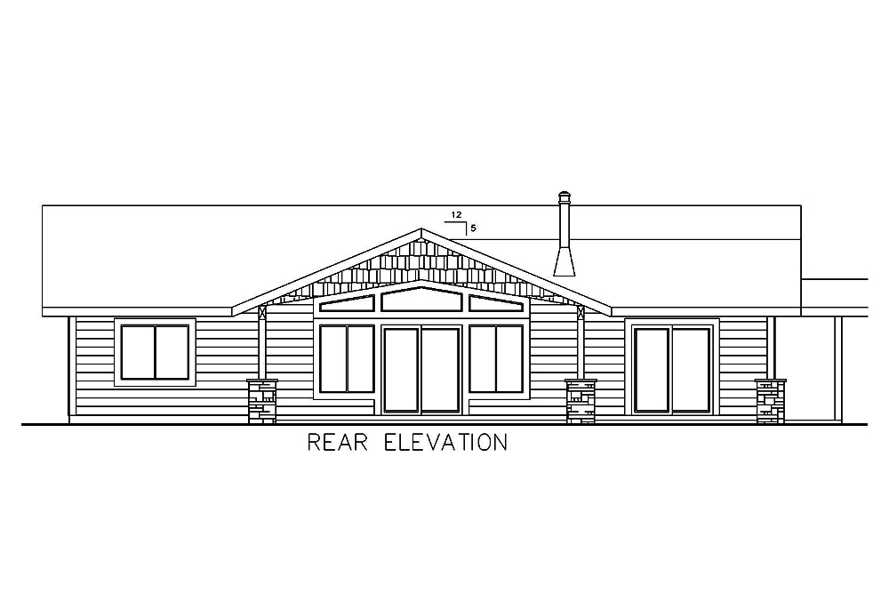 Home Plan Rear Elevation of this 3-Bedroom,1786 Sq Ft Plan -132-1677
