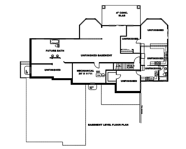 Floor Plan Basement of Coastal Plan #132-1678