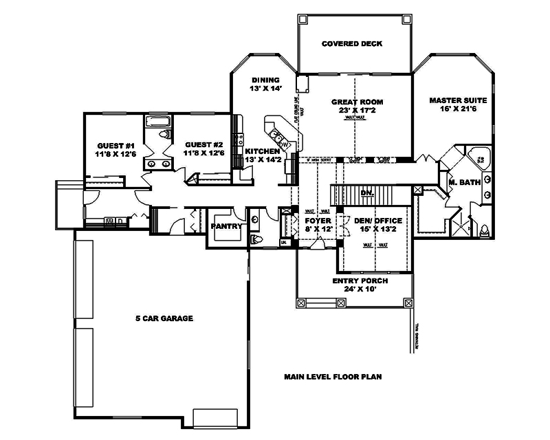 Floor Plan First Story of Coastal Plan #132-1678