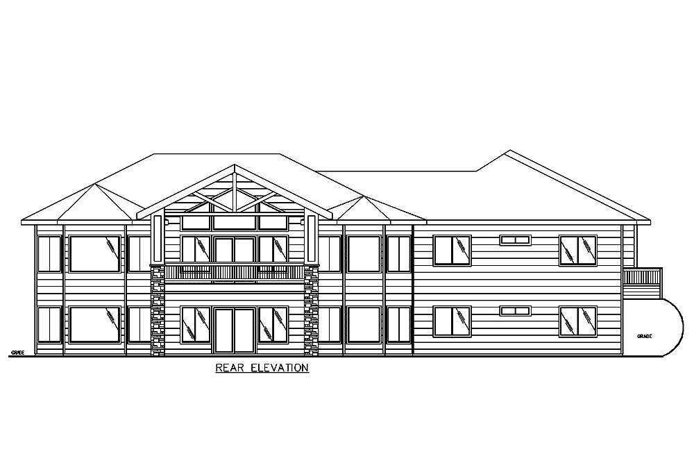 Home Plan Rear Elevation of this 3-Bedroom,2838 Sq Ft Plan -132-1678