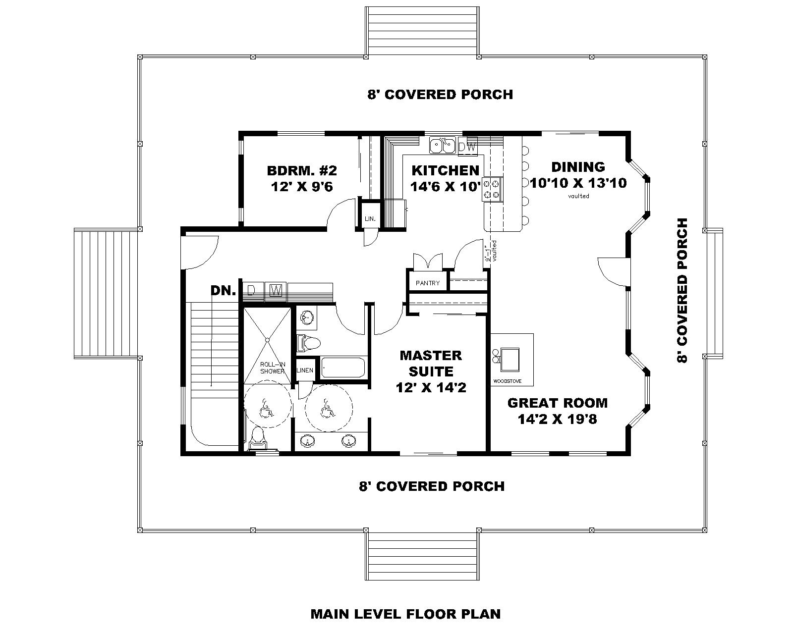 Floor Plan First Story of Ranch Plan #132-1679