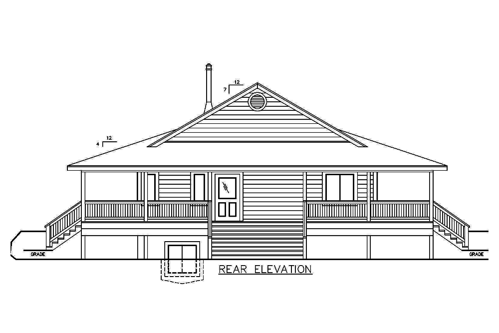 Home Plan Rear Elevation of this 2-Bedroom,1565 Sq Ft Plan -132-1679