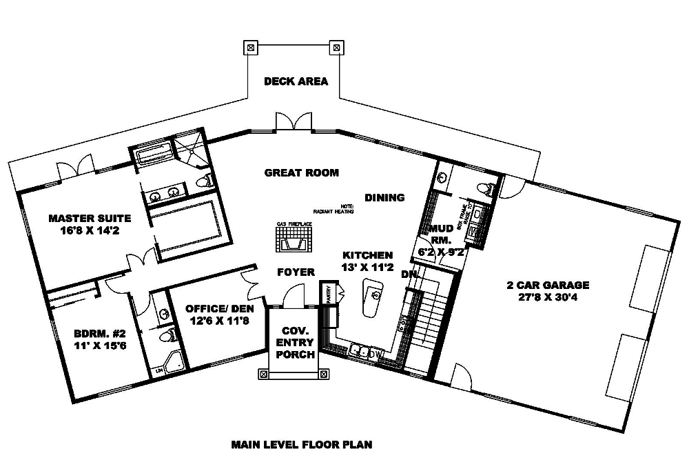 Floor Plan First Story of Ranch Plan #132-1680
