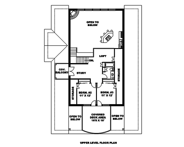 Floor Plan Second Story of Country Plan #132-1681