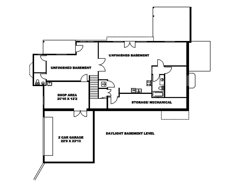 Floor Plan Basement of Traditional Plan #132-1683