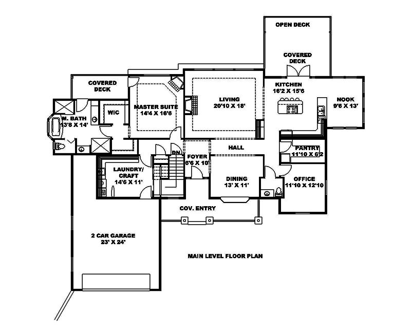 Floor Plan First Story of Traditional Plan #132-1683