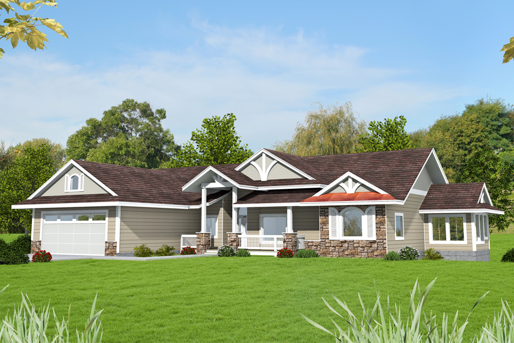 Front Elevation of this Traditional House (#132-1683) at The Plan Collection.