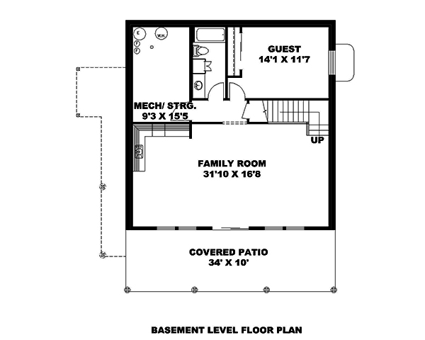 Floor Plan Basement of Country Plan #132-1684