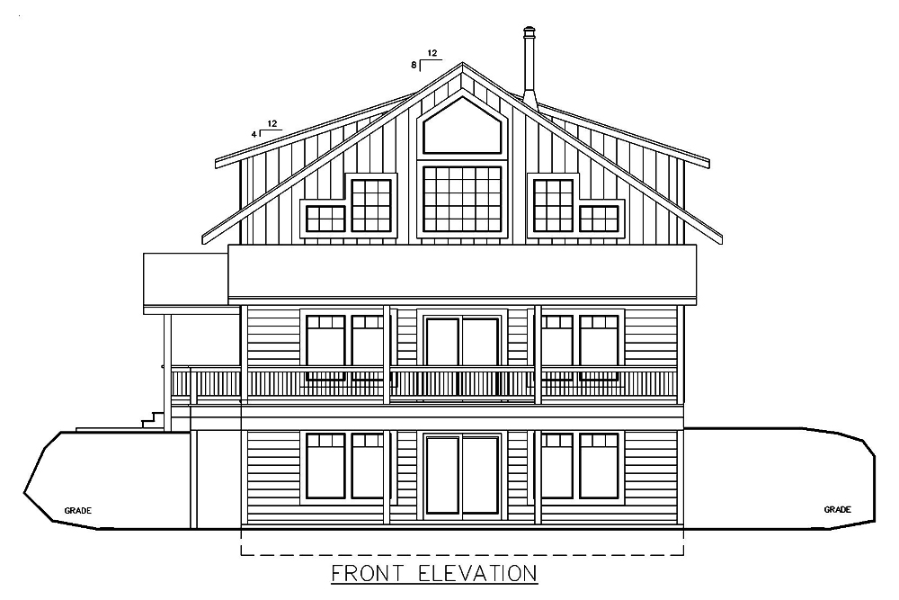 Home Plan Front Elevation of this 4-Bedroom,3052 Sq Ft Plan -132-1684