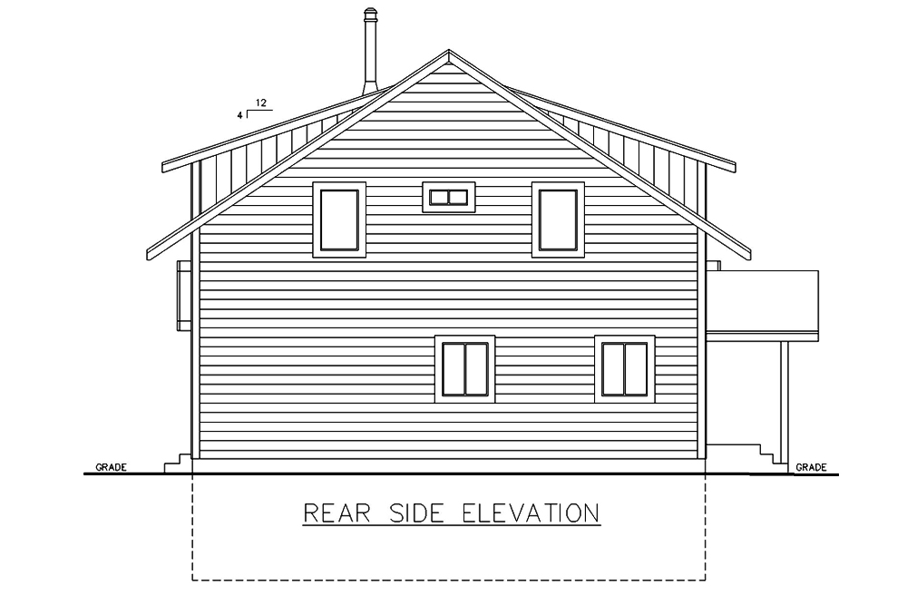 Home Plan Rear Elevation of this 4-Bedroom,3052 Sq Ft Plan -132-1684