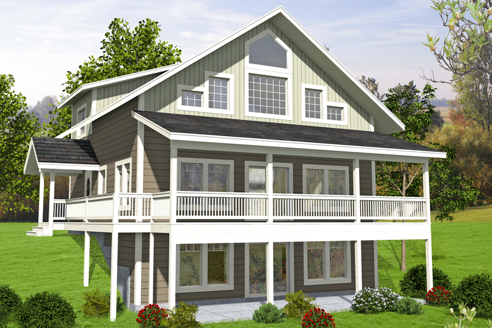 Front Elevation of this Country House (#132-1684) at The Plan Collection.