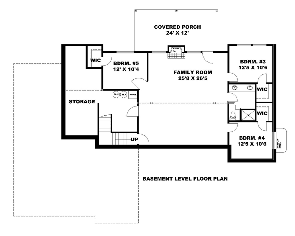 Floor Plan Basement of Country Plan #132-1686