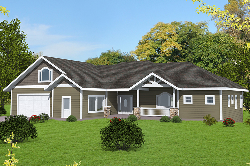 Front Elevation of this Country House (#132-1686) at The Plan Collection.