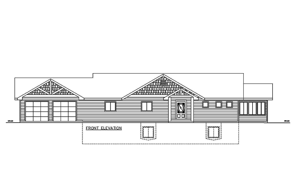 Home Plan Front Elevation of this 2-Bedroom,1978 Sq Ft Plan -132-1687