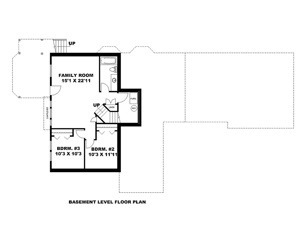 Floor Plan Basement of Craftsman Plan #132-1688