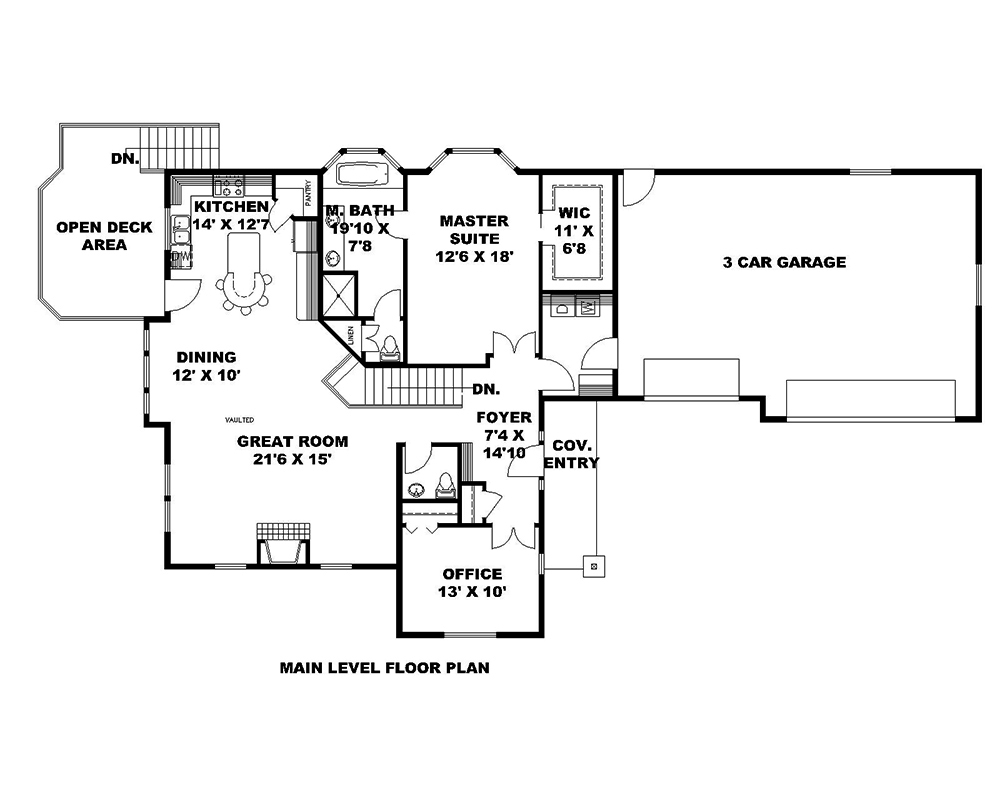 Floor Plan First Story of Craftsman Plan #132-1688