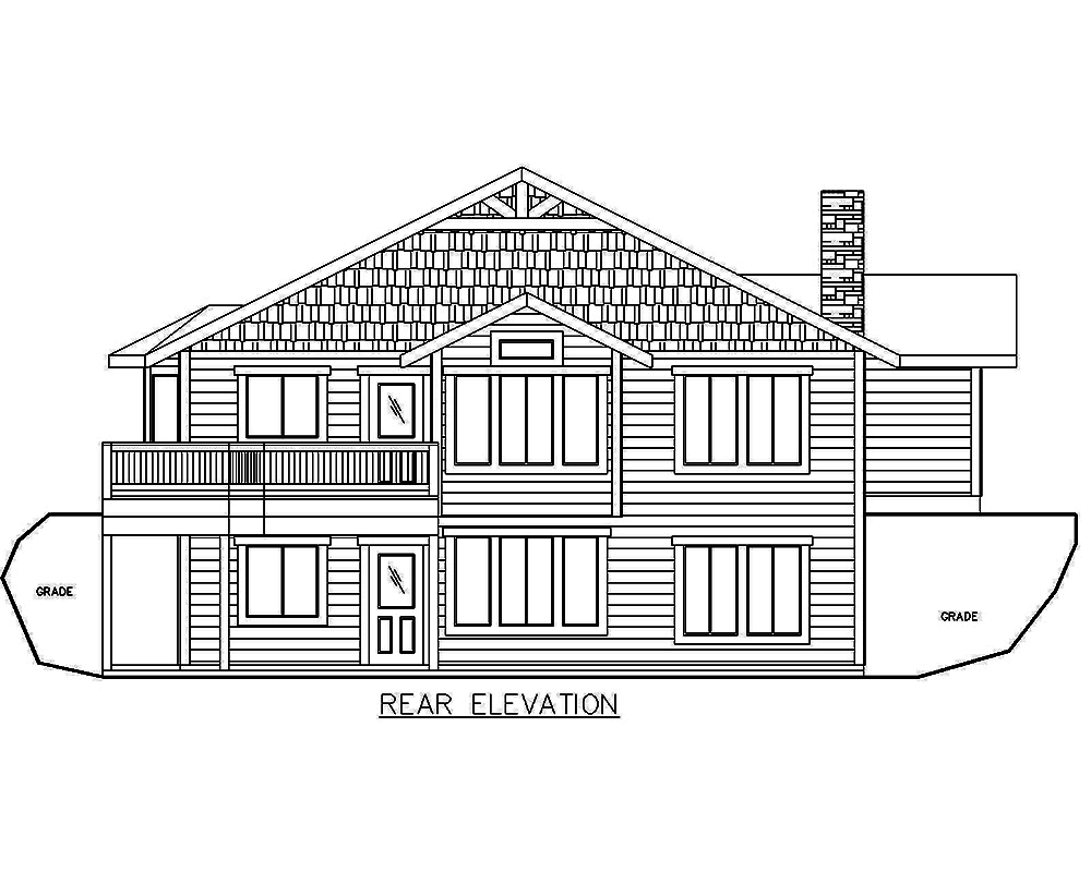 Home Plan Rear Elevation of this 4-Bedroom,2596 Sq Ft Plan -132-1688