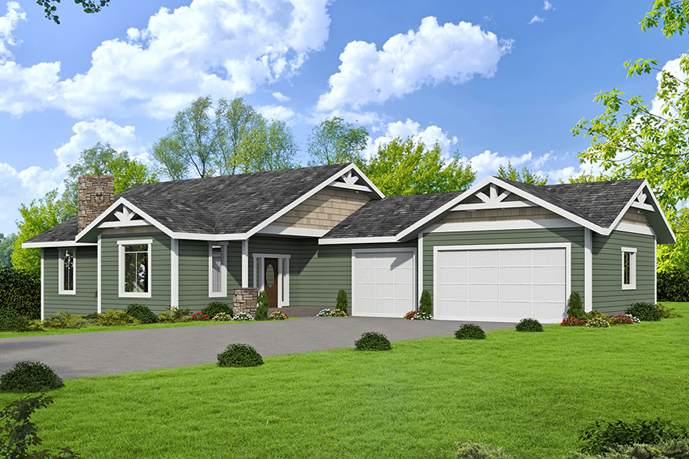 Front Elevation of this Craftsman House (#132-1688) at The Plan Collection.