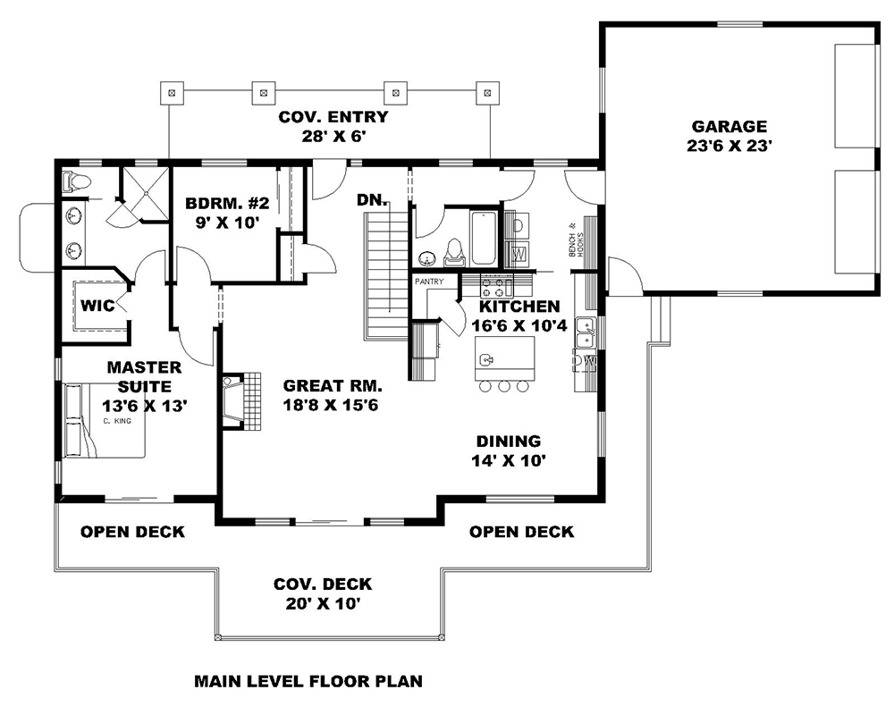 Floor Plan First Story of Country Plan #132-1689