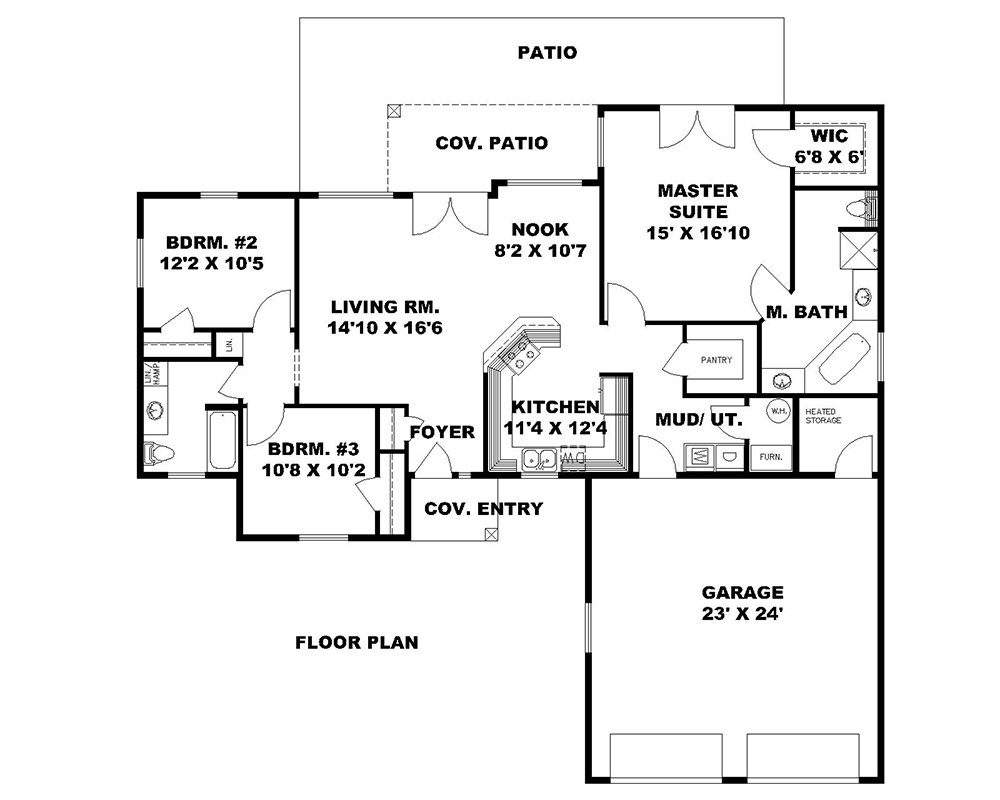 Floor Plan First Story of Cottage Plan #132-1690