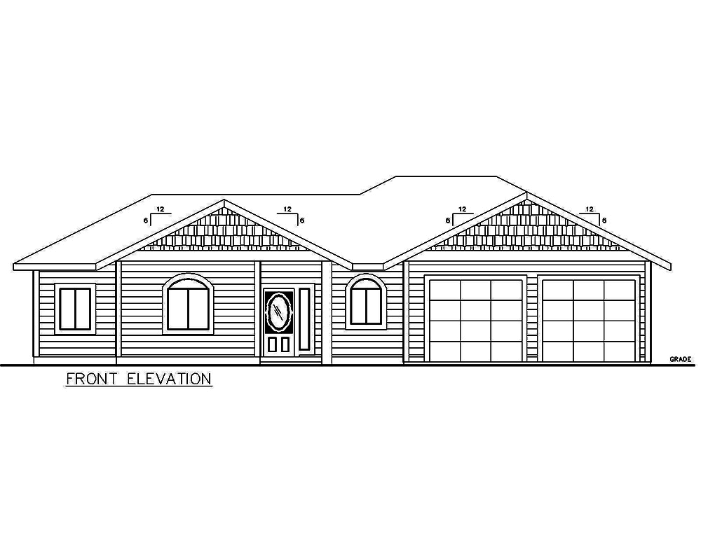 Home Plan Front Elevation of this 3-Bedroom,1575 Sq Ft Plan -132-1690