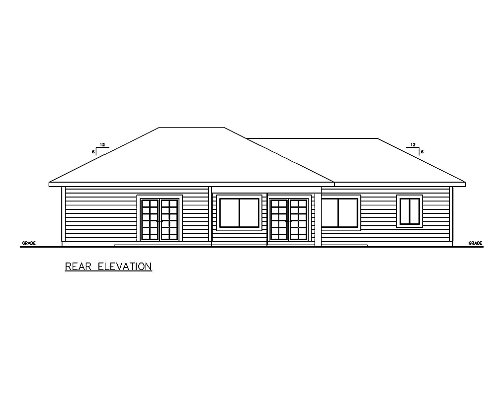 Home Plan Rear Elevation of this 3-Bedroom,1575 Sq Ft Plan -132-1690