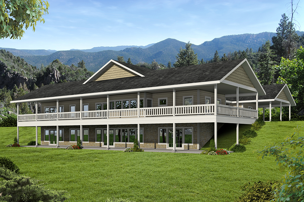 Front Elevation of this Contemporary House (#132-1691) at The Plan Collection.