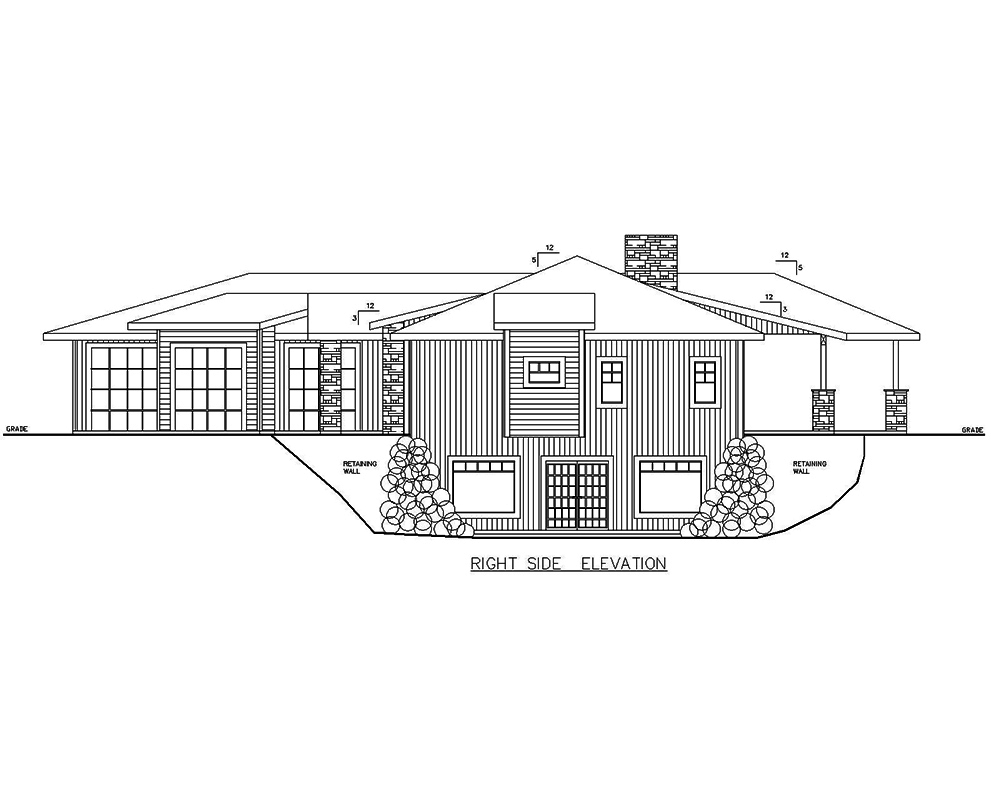 Home Plan Right Elevation of this 3-Bedroom,3702 Sq Ft Plan -132-1692