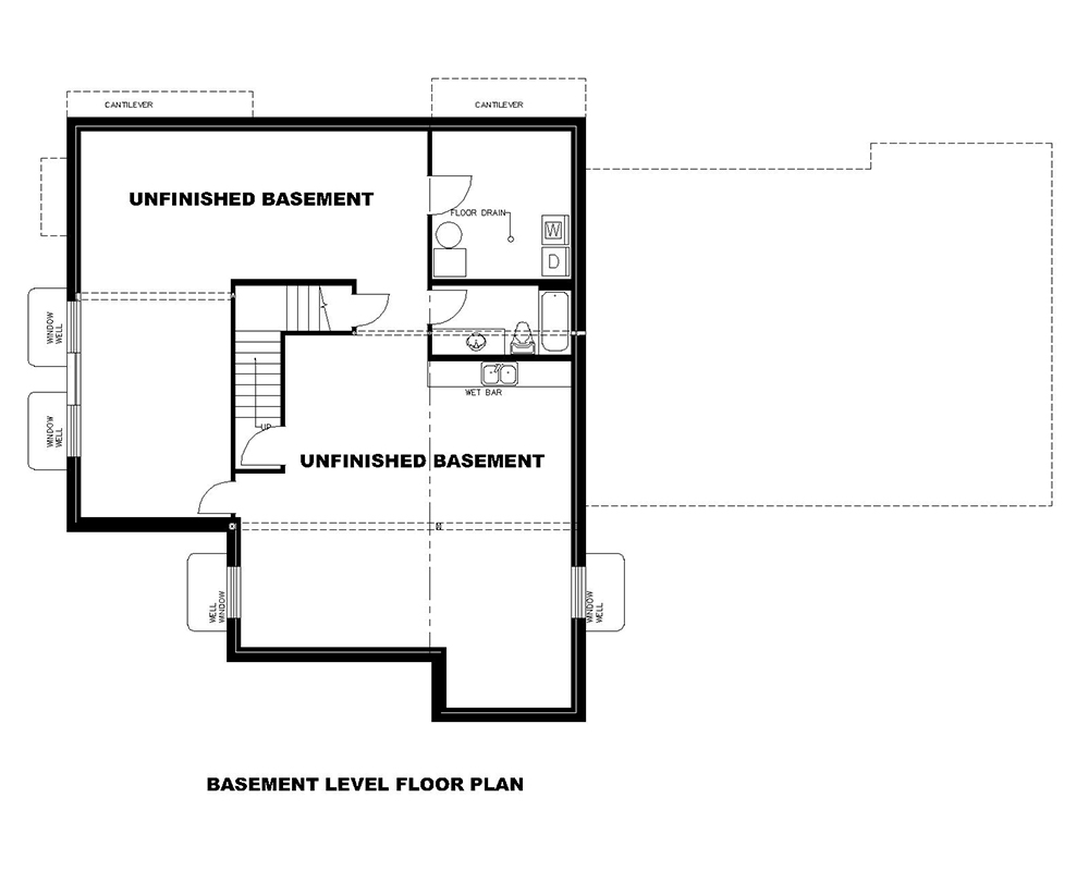 Floor Plan Basement of Craftsman Plan #132-1693