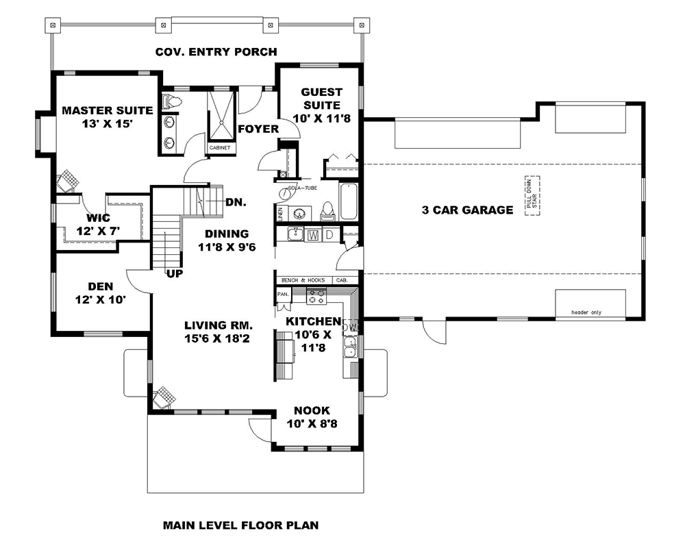 Floor Plan First Story of Craftsman Plan #132-1693