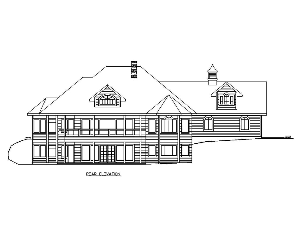 Home Plan Rear Elevation of this 5-Bedroom,3692 Sq Ft Plan -132-1695