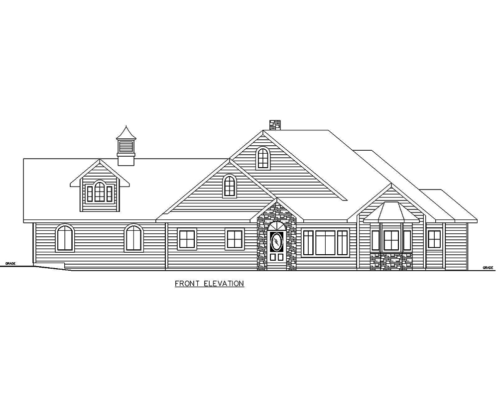 Home Plan Front Elevation of this 5-Bedroom,3692 Sq Ft Plan -132-1695
