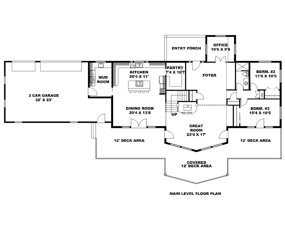 Floor Plan First Story of Country Plan #132-1696