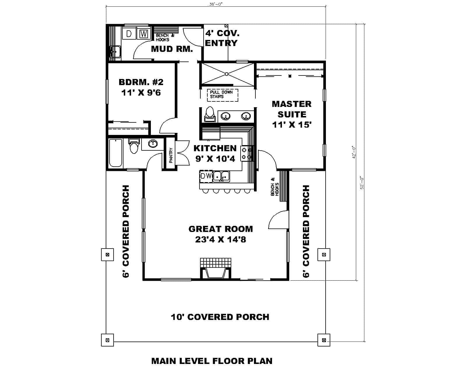 Floor Plan First Story of Small House Plans #132-1697