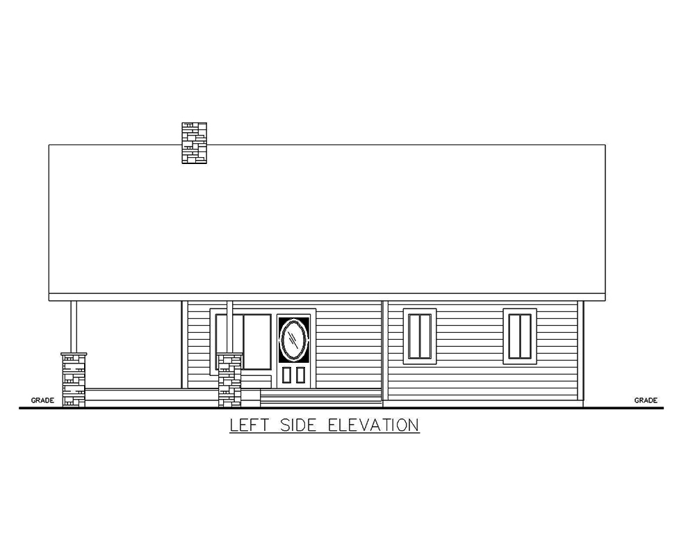 Home Plan Left Elevation of this 2-Bedroom,1176 Sq Ft Plan -132-1697