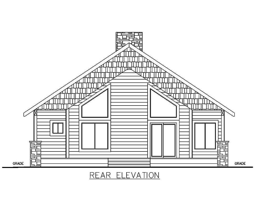 Home Plan Rear Elevation of this 2-Bedroom,1176 Sq Ft Plan -132-1697