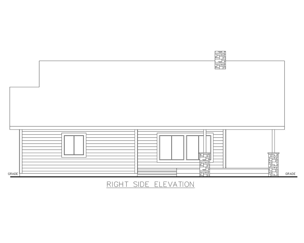 Home Plan Right Elevation of this 2-Bedroom,1176 Sq Ft Plan -132-1697