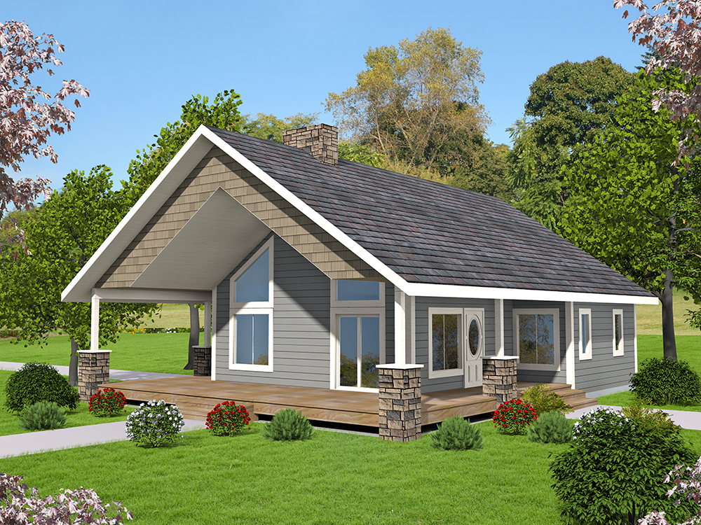 Front Elevation of this Small House Plan (#132-1697) at The Plan Collection.