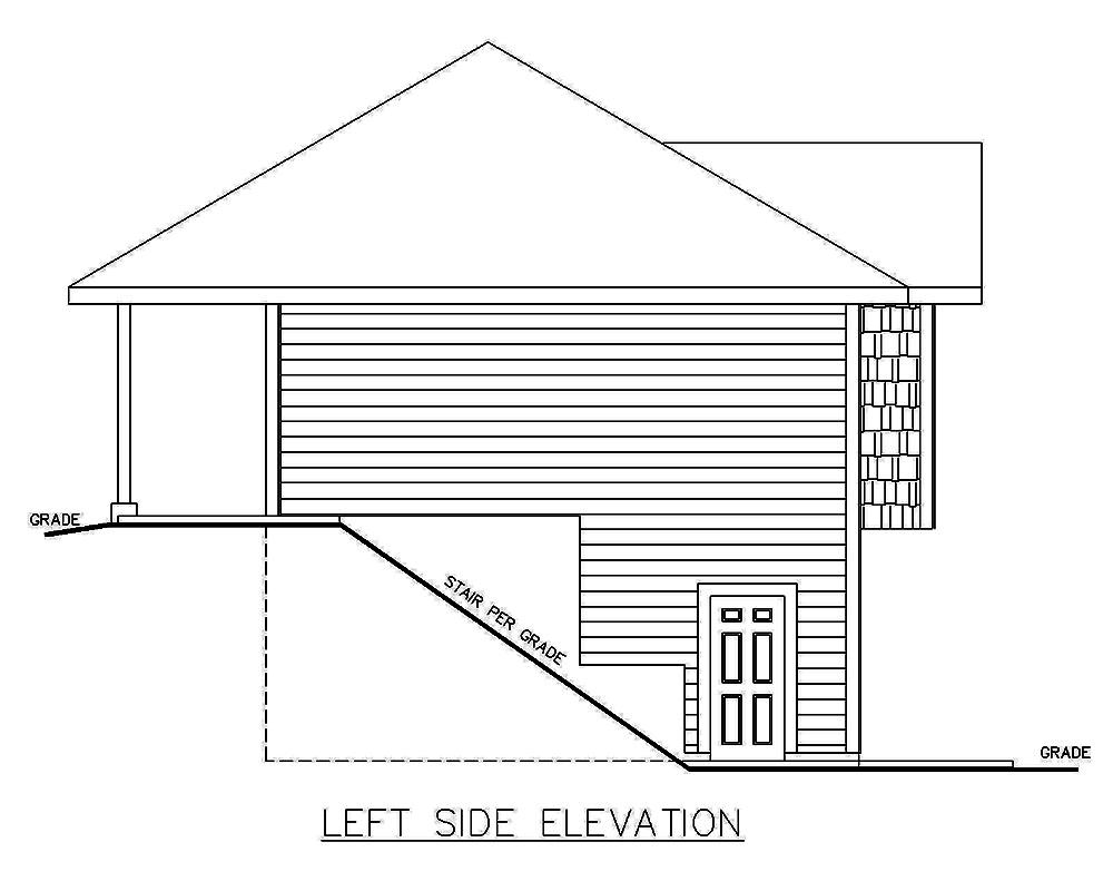 Home Plan Left Elevation of this 2-Bedroom,1336 Sq Ft Plan -132-1698