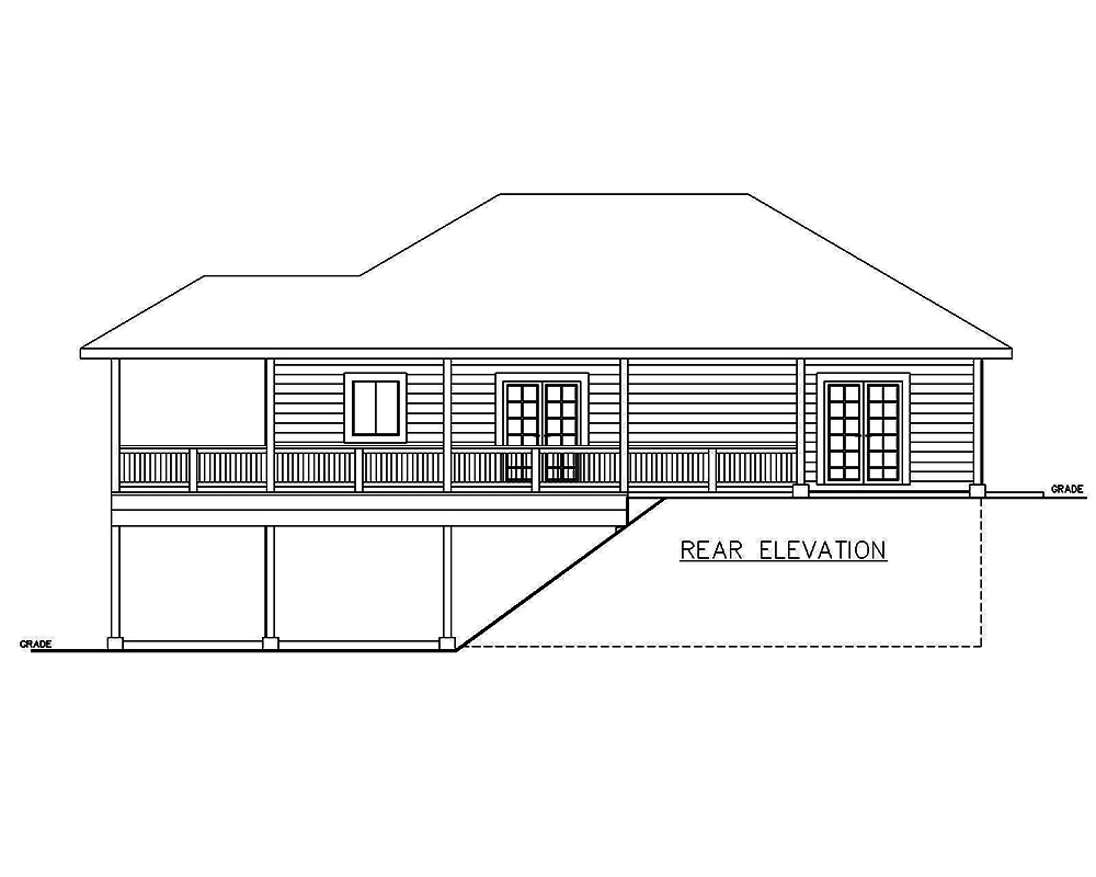 Home Plan Rear Elevation of this 2-Bedroom,1336 Sq Ft Plan -132-1698